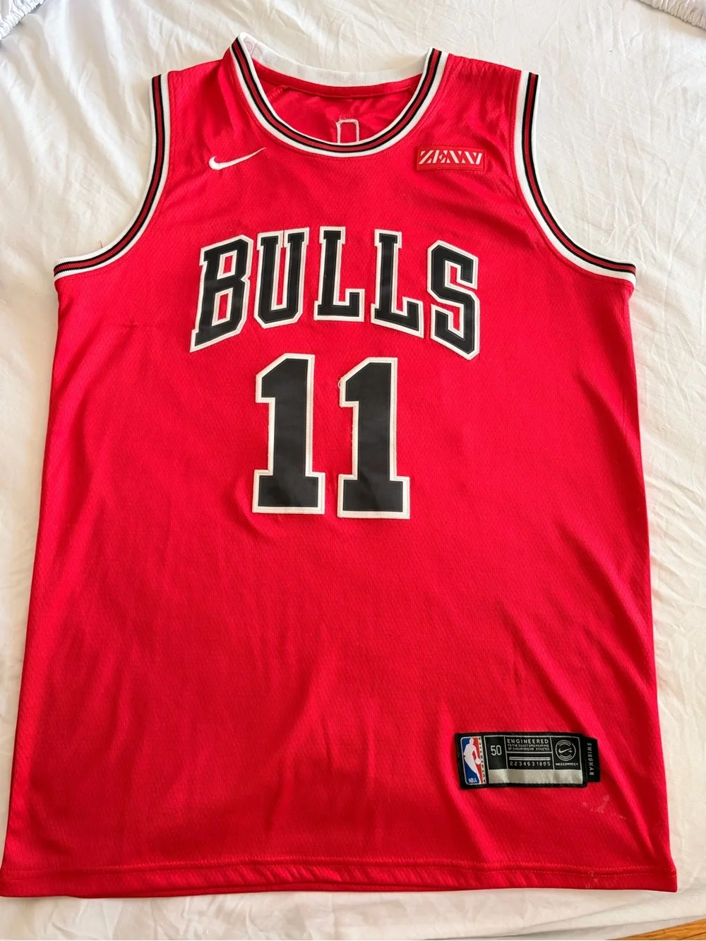 Nike Red Chicago Bulls #11 Basketball Jersey with Black & White Trim